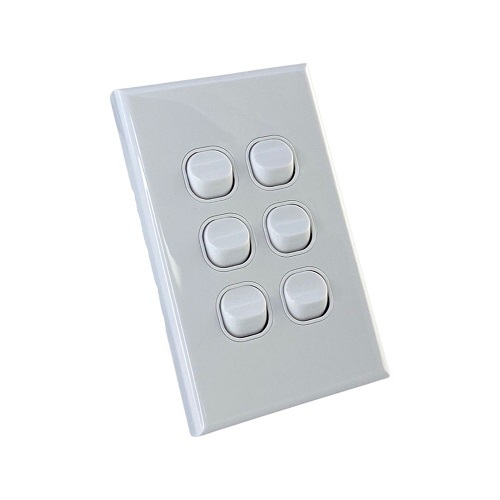 6 Gang White Wall Plate Light Switch