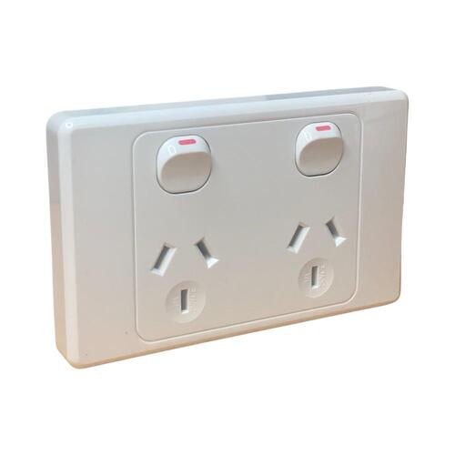 White Double Pole GPO Double Power Point Socket