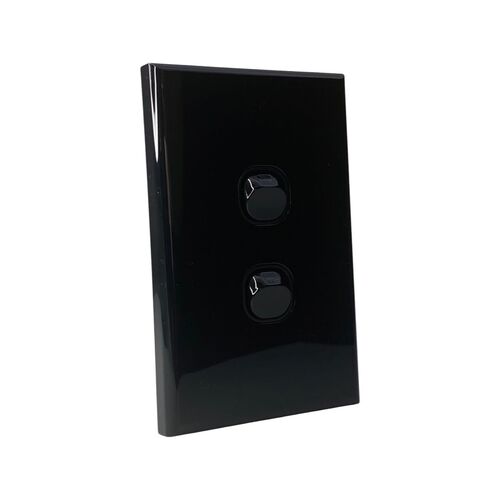 Two Gang Black Wall Plate Light Switch