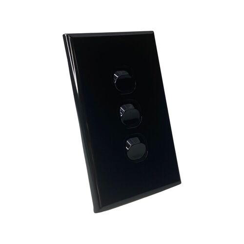 Three Gang Black Wall Plate Light Switch