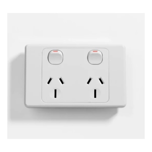 White 15A GPO Double Pole Power Point Socket with Switch