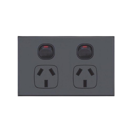 10 x Matte Black GPO Dual Power Point Socket