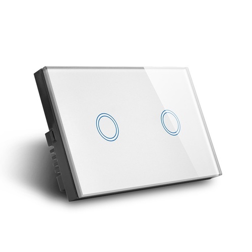Glass Panel White Double Gang Light Switch