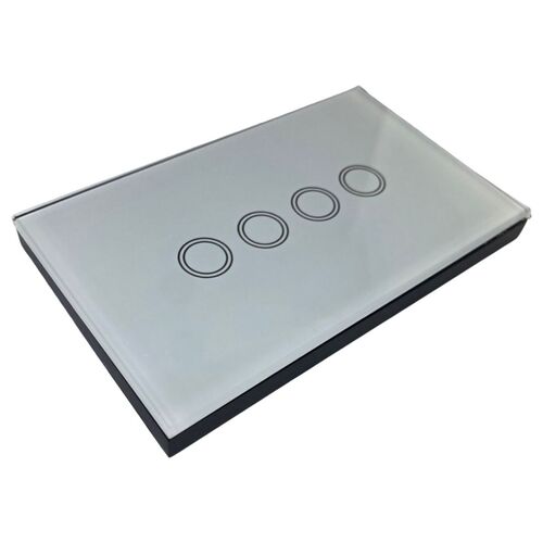 Replacement Glass Panel for White Four Gang Switch