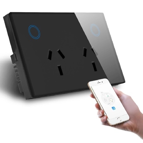Smart Zigbee Black Double Power Point Sockets