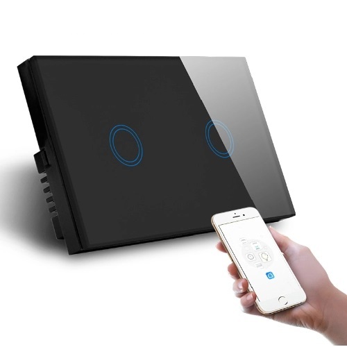 Smart Zigbee Black Two Gang Wall Switch