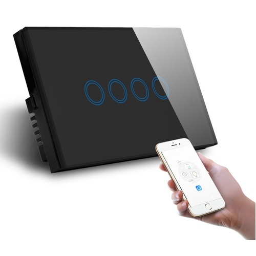 Smart Zigbee Black Four Gang Wall Switch