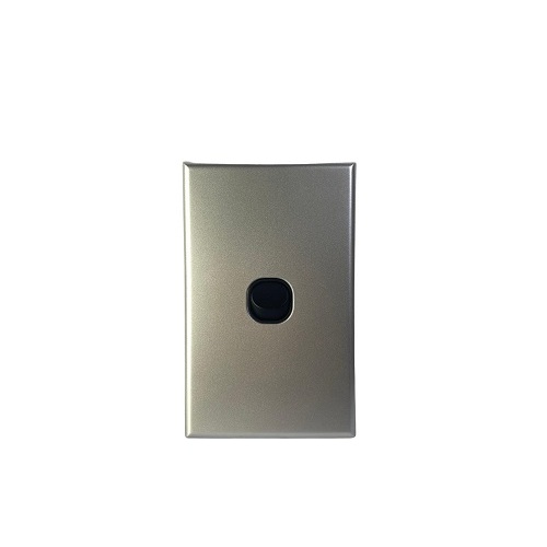 Slim Vertical 1 Gang Wall Plate Light Switch - Black & Silver