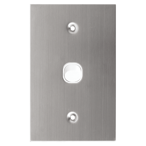 White 1 Gang Stainless Steel Wall Plate Light Switch