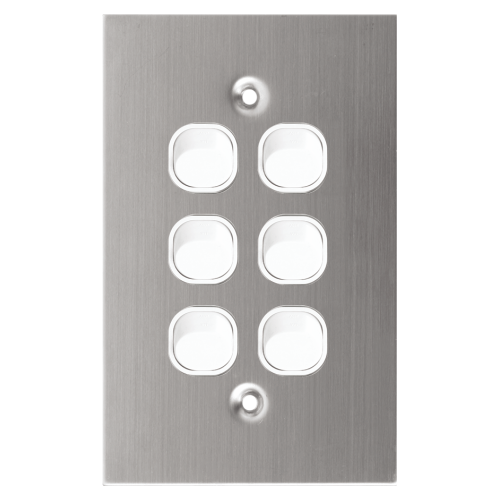 6 Gang Stainless Steel Wall Plate Light Switch