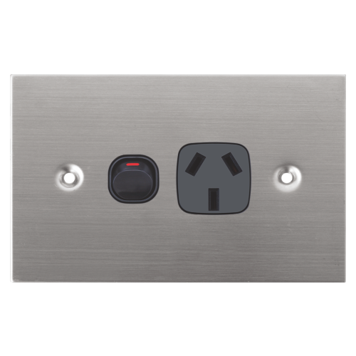 Black Stainless Steel Single Power Point 10A