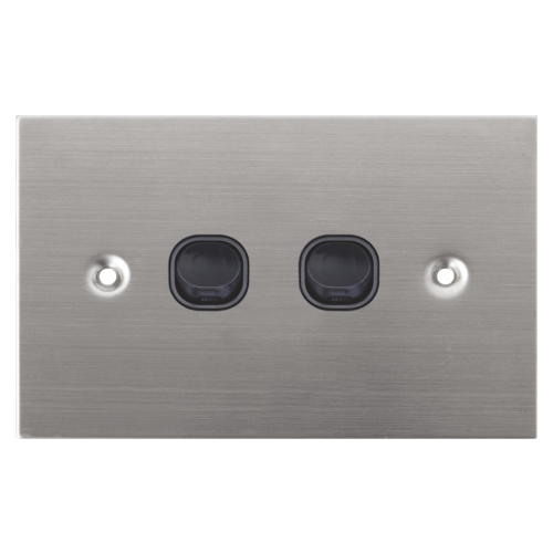 Black 2 Gang Stainless Steel Wall Plate Light Switch