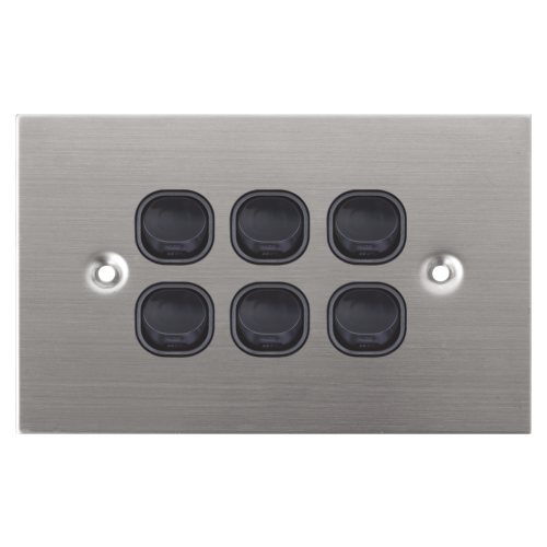 Black 6 Gang Stainless Steel Wall Plate Light Switch