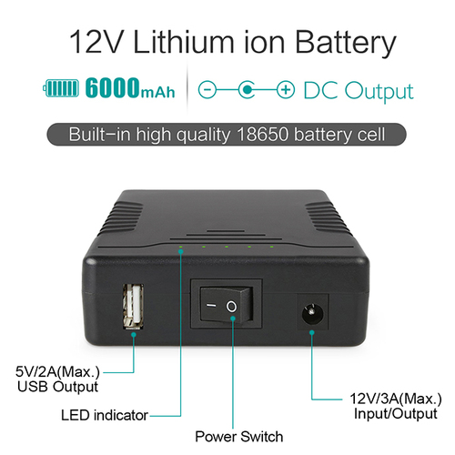 6000mAh Li-Ion Power Bank with 12V DC Output