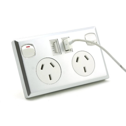 6 x Silver Double USB Wall Plate GPO Socket
