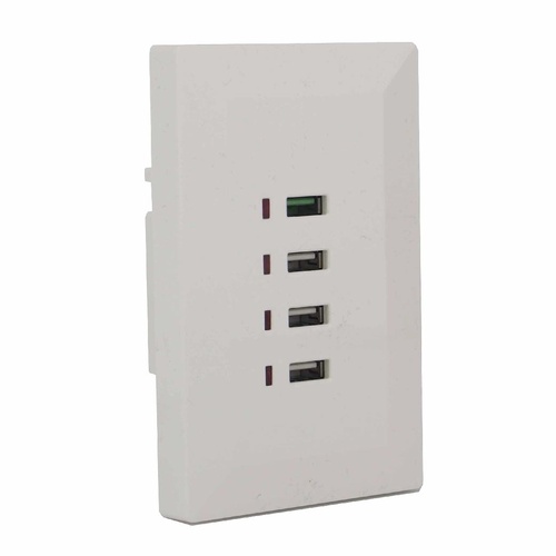 White Quick Charge QC 3.0 Australian Wall Plate with 4 x USB Socket Charger