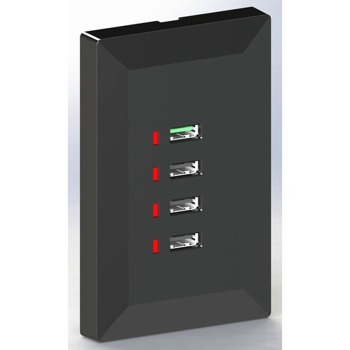 Black Quick Charge QC 3.0 Australian Wall Plate with 4 x USB Socket Charger