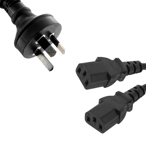 2m 2 x IEC Power Cable Female Socket to 240V Mains Plug