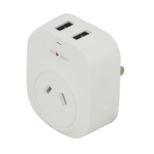 USA and Japan Travel Adapter with 2 USB Charge Ports