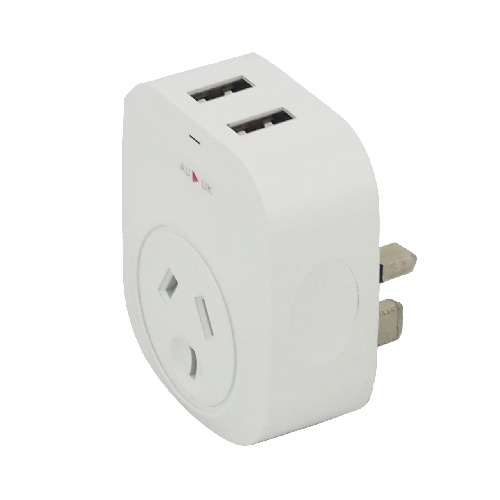 UK and Hong Kong Travel Adapter with 2 USB Charge Ports