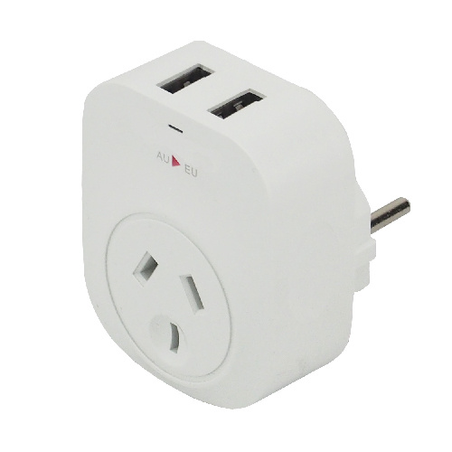 Europe Travel Adapter with 2 USB Charge Ports