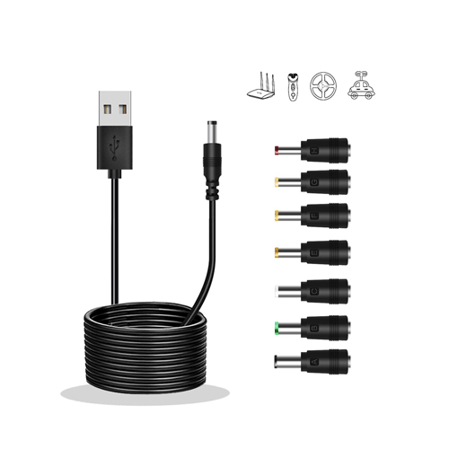 USB to DC power cable with 7 interchangeable DC plugs
