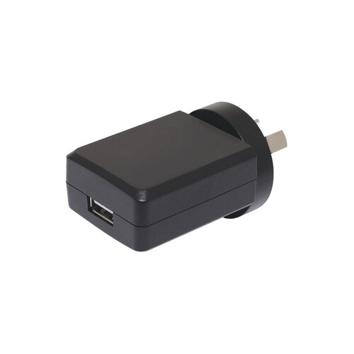 5V DC 2.4A Compact Power Adapter with USB Socket - Black