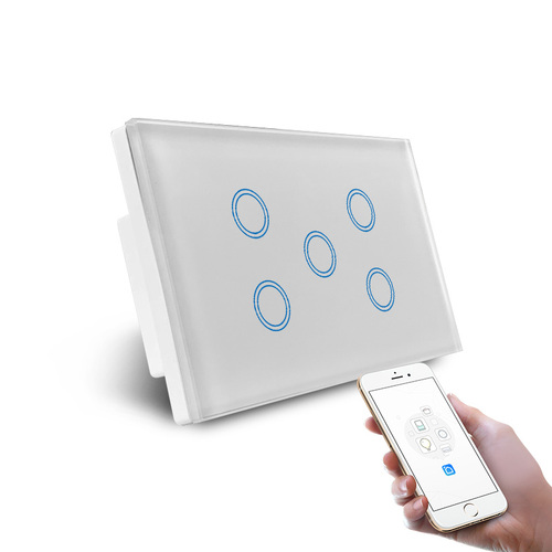 Smart Wi-Fi White Five Gang Light Switch