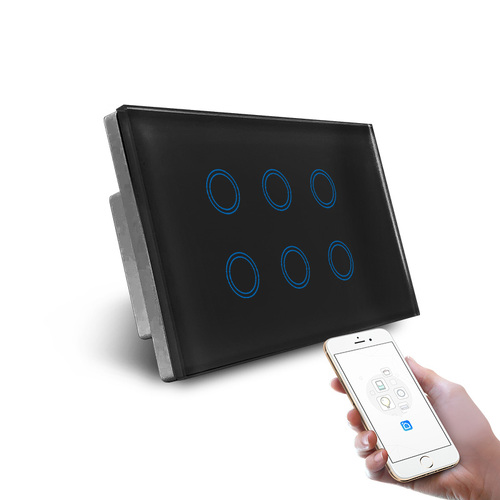 Smart Wi-Fi Black Six Gang Light Switch