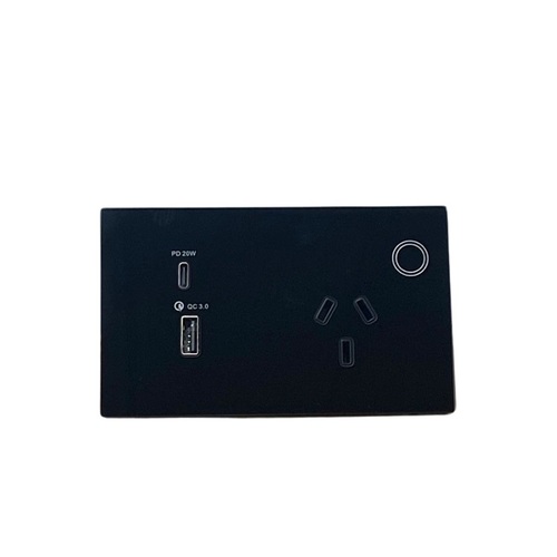 Smart Wi-Fi Black Power Point Socket with USB C & QC 3.0 Charging Ports