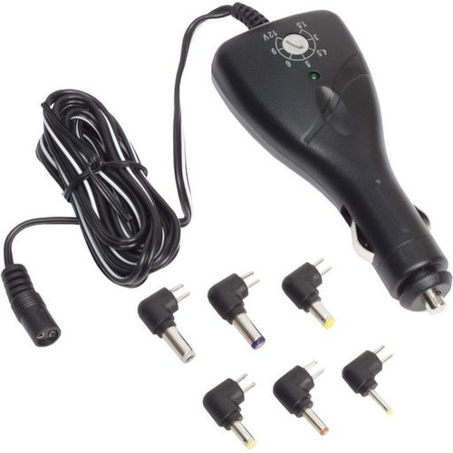 12V DC  Cigarette Socket to Multi-Voltage DC Output w/ 6 Interchangeable DC Plugs