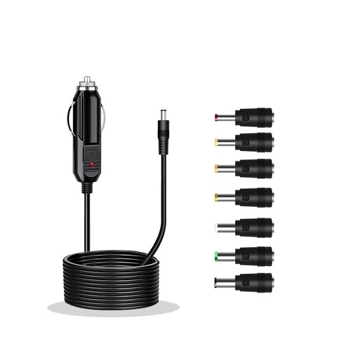 Cigarette Socket to DC power cable with 7 interchangeable DC plugs