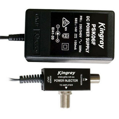 14V DC 150mA Power Supply TV RF Coax Line Injector w/ F Type Connector