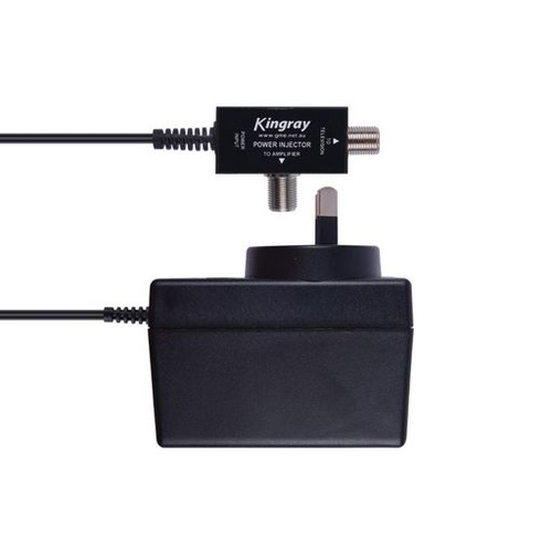 17.5V AC 100mA Power Supply TV RF Coax Line Injector w/ F Type Connector