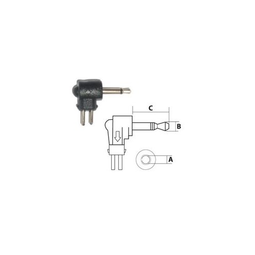 2.5mm TRS Mono Reversible DC Plug - Right Angle