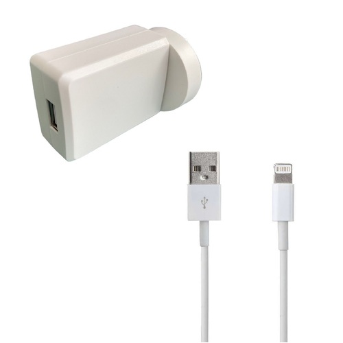 2.4A USB Port Mains Charger with 1m Apple Lightning Cable