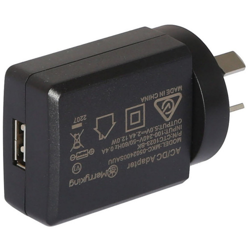 5V 2.4A USB Port Mains Wall Charger Black