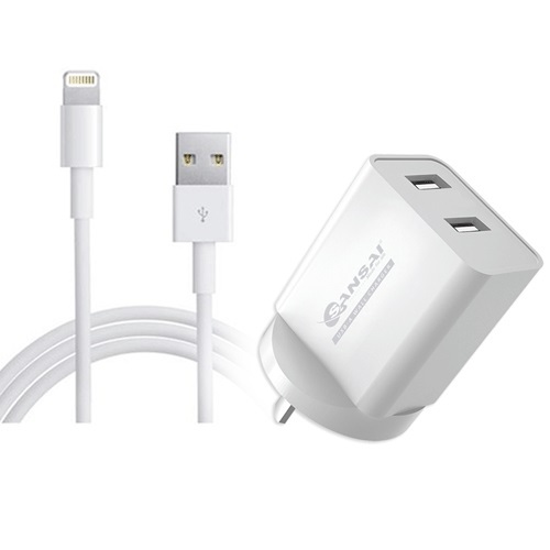 2.4A Dual USB Port Mains Charger w/ 1.5M Apple Lightning Cable