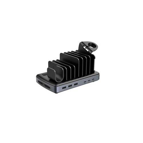 60W 6 Port USB Charging Station w/ Earphone and Smart Watch Holder
