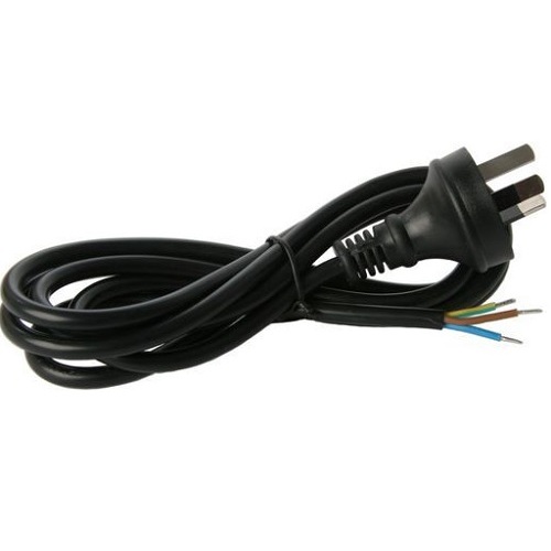 3 Pin  Plug Mains Cord with Bare Wires 2M