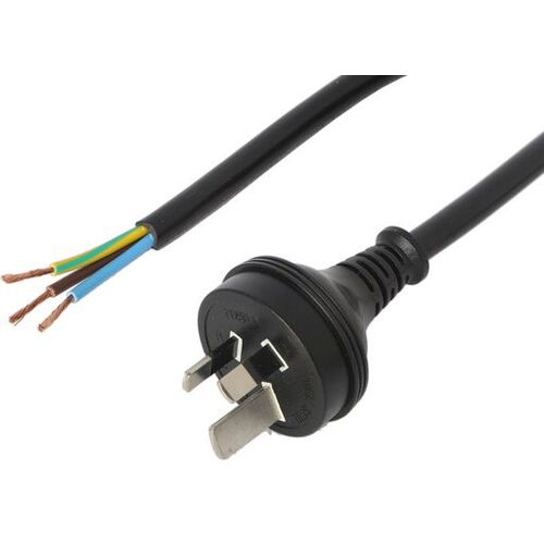 3 Pin 15A Plug Mains Cord with Bare Wires 3M