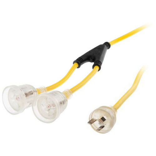 10A 3 Pin Plug to 2 x 10A 3 Pin Socket Cable Splitter 2m