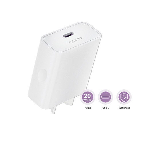 20W Slim USB-C PD Quick Charge USB Port Mains Wall Charger