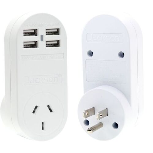 Outbound USA 3 Pin Earth Travel Adaptor w/ 4 x USB Charge Ports