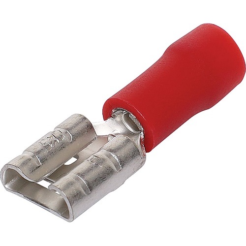 Red 6.3mm Female Half Insulated Spade Crimp Pk 10