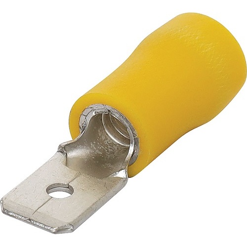 Yellow 6.3mm Male Spade Crimp Pk 10