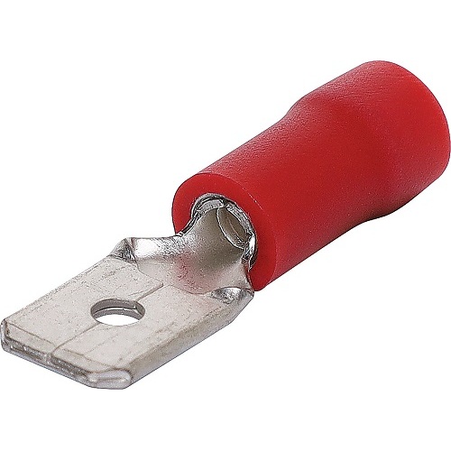 Red 6.3mm Male Spade Crimp Pk 100