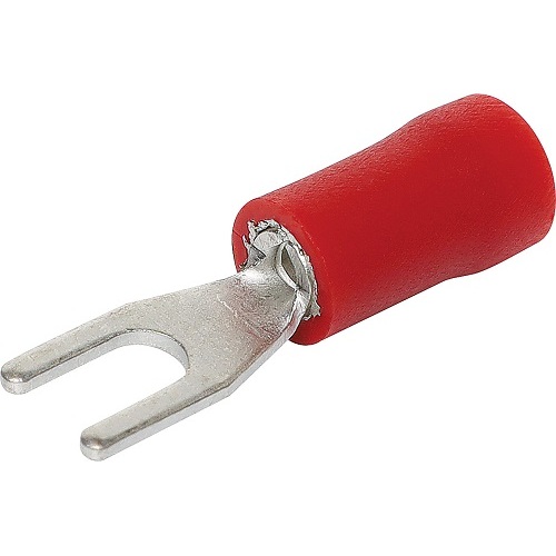 Red 4mm Fork Crimp Pk 10