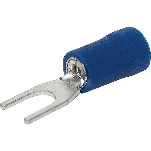 Blue 4mm Fork Crimp Pk 10