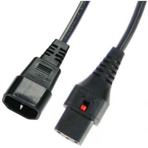 0.5m IEC-Lock C13 to C14 Extension Cord - Black